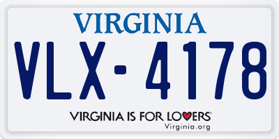 VA license plate VLX4178