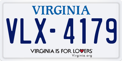 VA license plate VLX4179