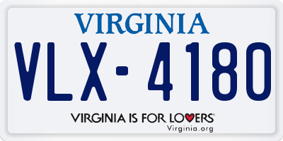 VA license plate VLX4180