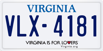 VA license plate VLX4181