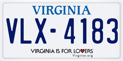 VA license plate VLX4183