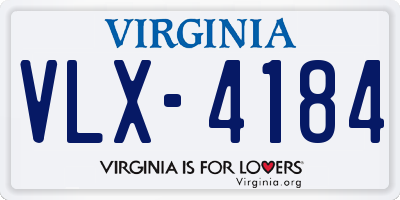 VA license plate VLX4184