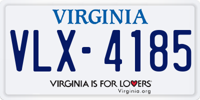 VA license plate VLX4185