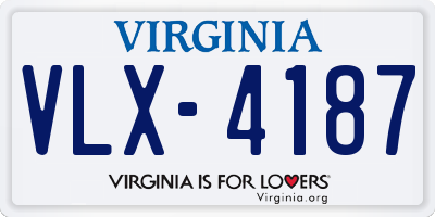 VA license plate VLX4187