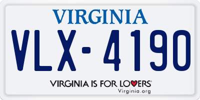 VA license plate VLX4190