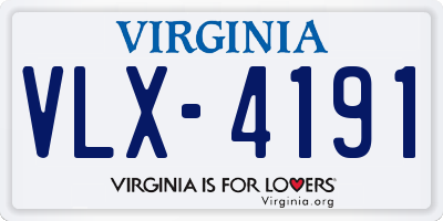 VA license plate VLX4191