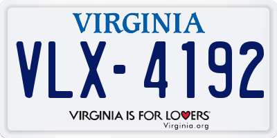 VA license plate VLX4192