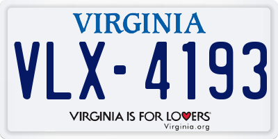 VA license plate VLX4193