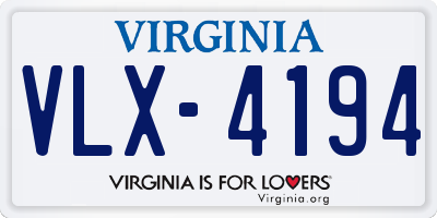 VA license plate VLX4194