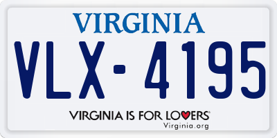 VA license plate VLX4195