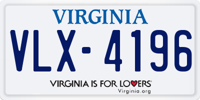 VA license plate VLX4196