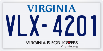 VA license plate VLX4201