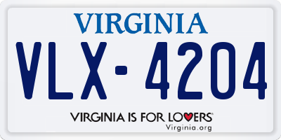 VA license plate VLX4204