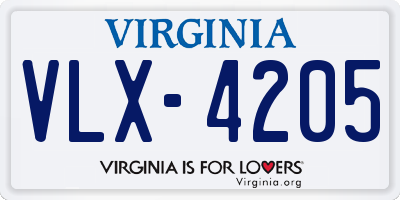 VA license plate VLX4205