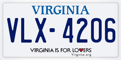 VA license plate VLX4206