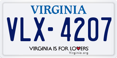 VA license plate VLX4207