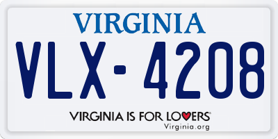 VA license plate VLX4208