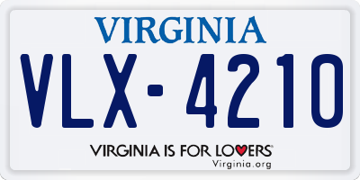 VA license plate VLX4210