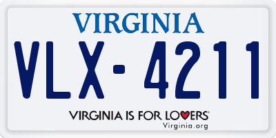 VA license plate VLX4211