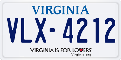 VA license plate VLX4212