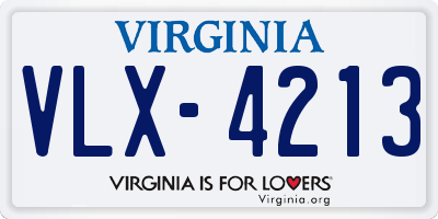 VA license plate VLX4213