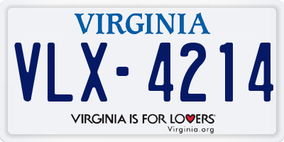 VA license plate VLX4214