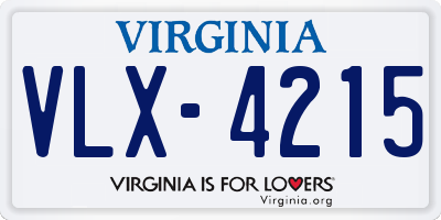 VA license plate VLX4215