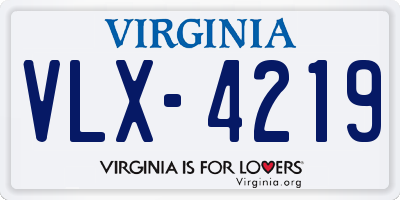 VA license plate VLX4219