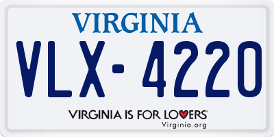 VA license plate VLX4220