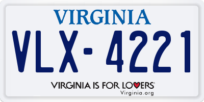 VA license plate VLX4221