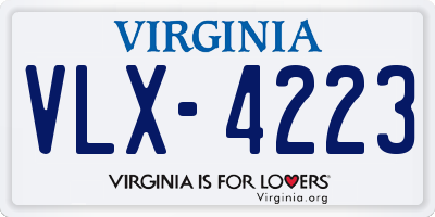 VA license plate VLX4223