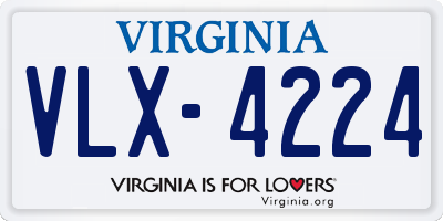 VA license plate VLX4224