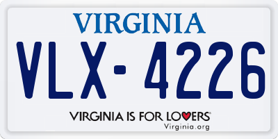 VA license plate VLX4226