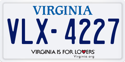 VA license plate VLX4227