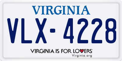 VA license plate VLX4228