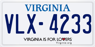 VA license plate VLX4233