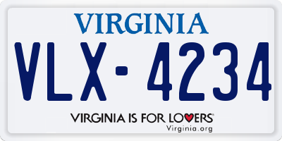 VA license plate VLX4234