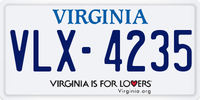 VA license plate VLX4235