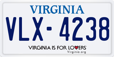 VA license plate VLX4238