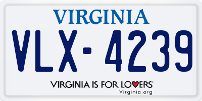 VA license plate VLX4239