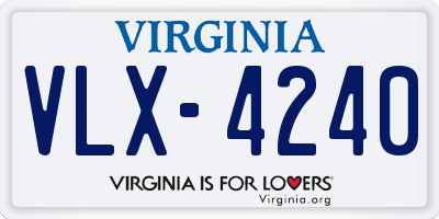 VA license plate VLX4240