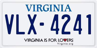 VA license plate VLX4241