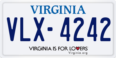 VA license plate VLX4242