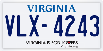 VA license plate VLX4243