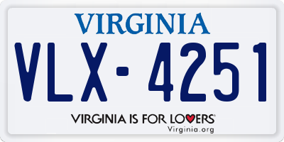 VA license plate VLX4251