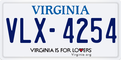 VA license plate VLX4254