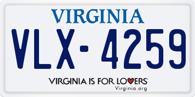 VA license plate VLX4259