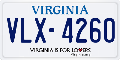 VA license plate VLX4260