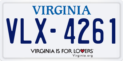 VA license plate VLX4261