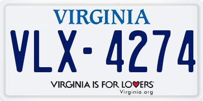 VA license plate VLX4274